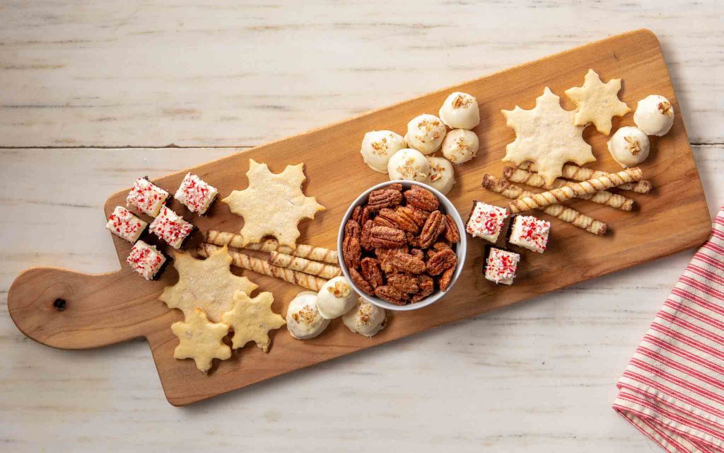 Candies on a holiday dessert charcuterie board