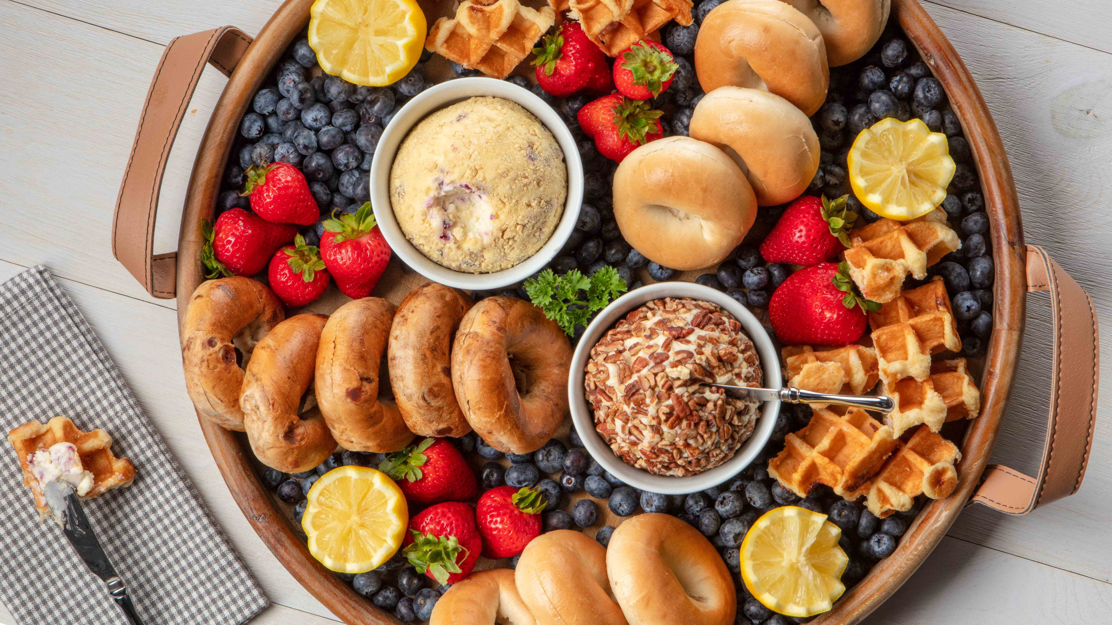 bagel and cream cheese brunch board