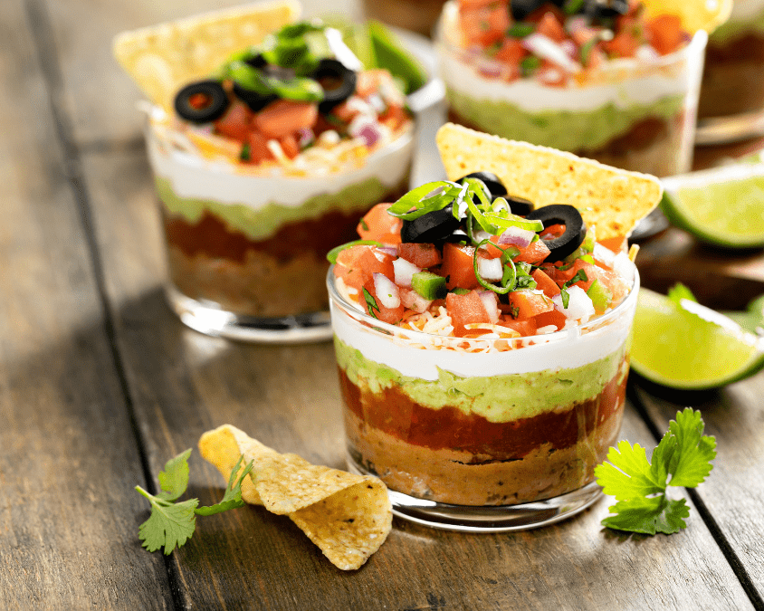 Recipes for the Big Game: individual 7-layer-dip