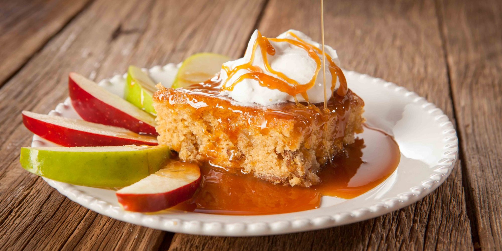 Gooey caramel apple cake for fall